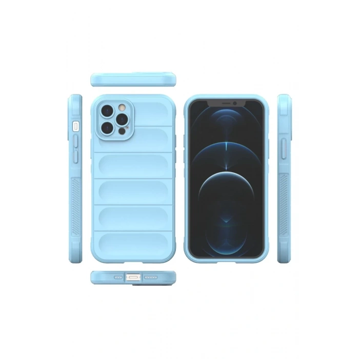 Hubrendy Bez Apple iPhone 12 Pro Kılıf Optimum Silikon - Sky Blue