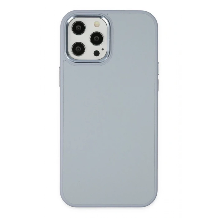 Hubrendy Bez Apple iPhone 12 Pro Max Kılıf Asya Deri Silikon - Sierra Blue