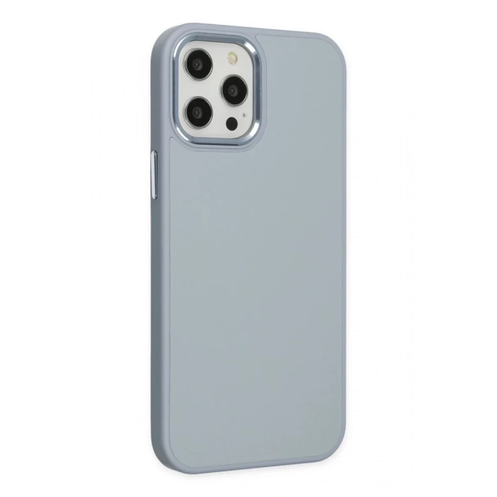 Hubrendy Bez Apple iPhone 12 Pro Max Kılıf Asya Deri Silikon - Sierra Blue
