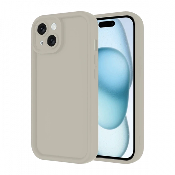 Hubrendy Bez Apple iPhone 14 Kılıf Viera Silikon - Krem