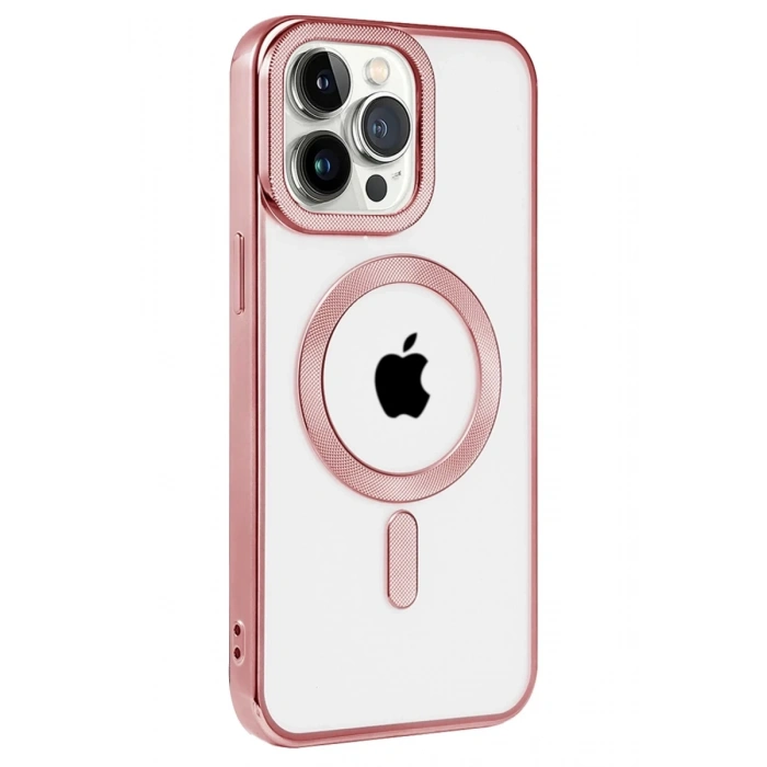 Hubrendy Bez Apple iPhone 14 Pro Kılıf Kronos Magsafe Kapak - Rose Gold