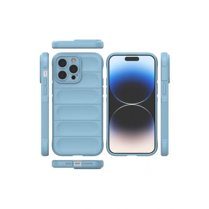 Hubrendy Bez Apple iPhone 14 Pro Kılıf Optimum Silikon - Sky Blue