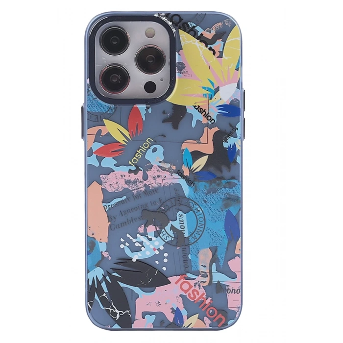 Hubrendy Bez Apple iPhone 14 Pro Kılıf Prada Desenli Kapak - Prada Pembe - 1