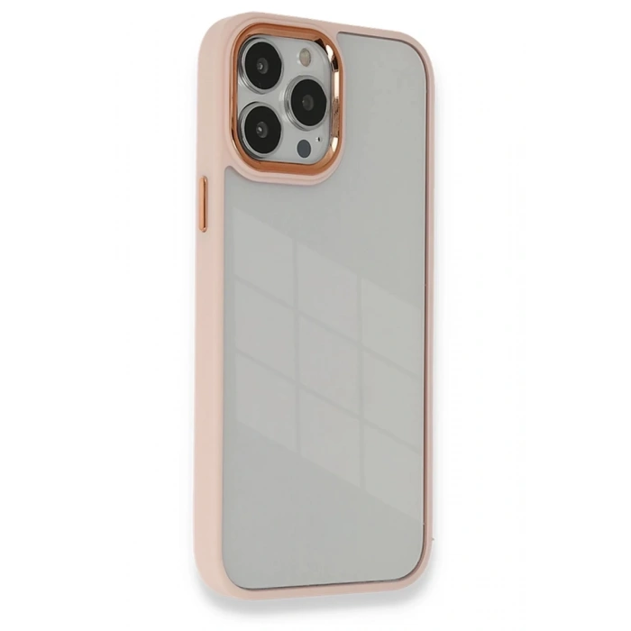 Hubrendy Bez Apple iPhone 14 Pro Max Kılıf Dora Kapak - Pudra