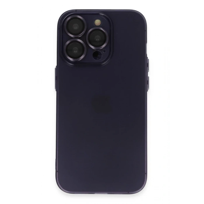 Hubrendy Bez Apple iPhone 14 Pro Max Kılıf Luko Lens Silikon - Derin Mor