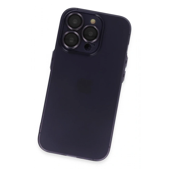 Hubrendy Bez Apple iPhone 14 Pro Max Kılıf Luko Lens Silikon - Derin Mor