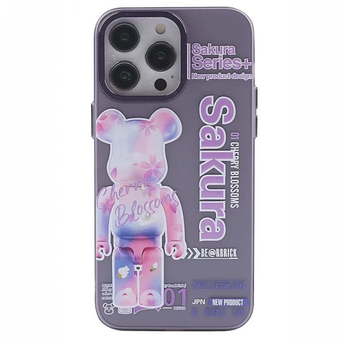 Hubrendy Bez Apple iPhone 14 Pro Max Kılıf Prada Desenli Kapak - Prada Mor - 1