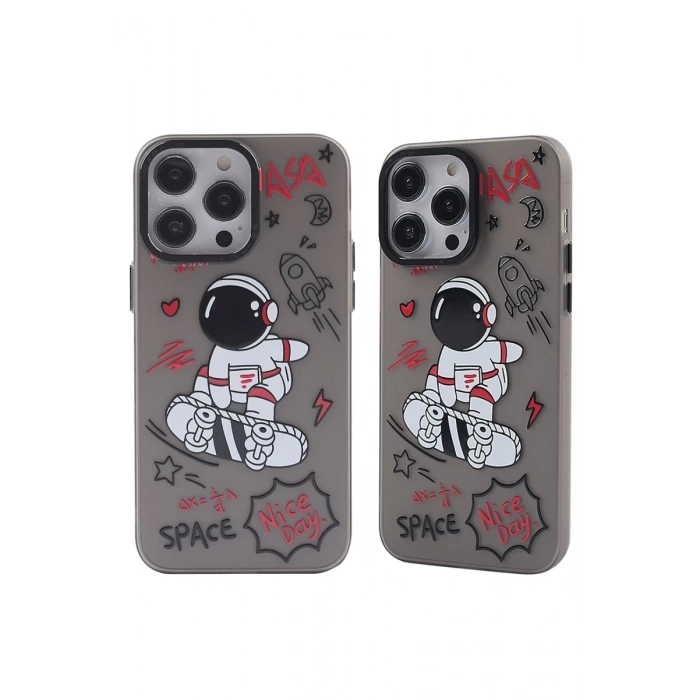 Hubrendy Bez Apple iPhone 14 Pro Max Kılıf Prada Desenli Kapak - Prada Siyah - 1