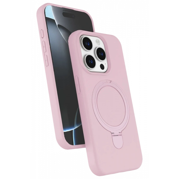 Hubrendy Bez Apple iPhone 14 Pro Max Regal Magsafe Standlı Kapak - Açık Pembe