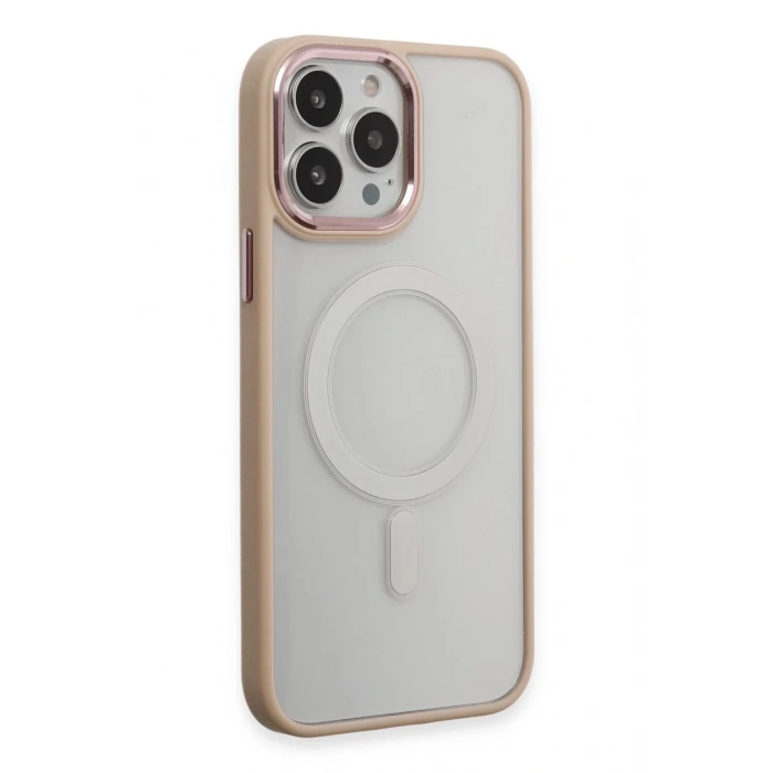 Hubrendy Bez Apple iPhone 15 Pro Kılıf Room Magneticsafe Silikon - Pudra