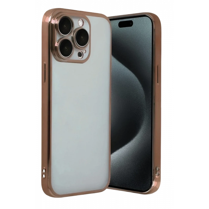 Hubrendy Bez Apple iPhone 15 Pro Max Lensli Silikon - Çöl Titanyum