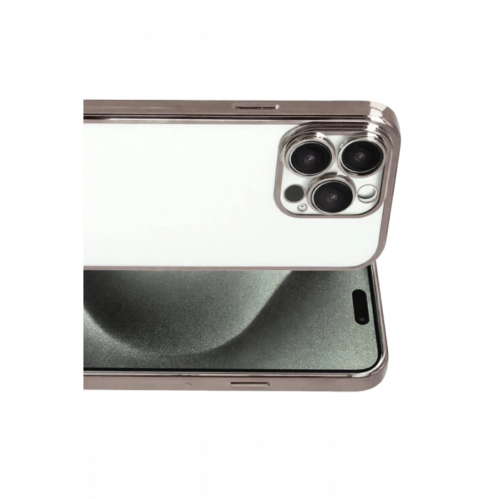 Hubrendy Bez Apple iPhone 15 Pro Max Lensli Silikon - Titan Gri