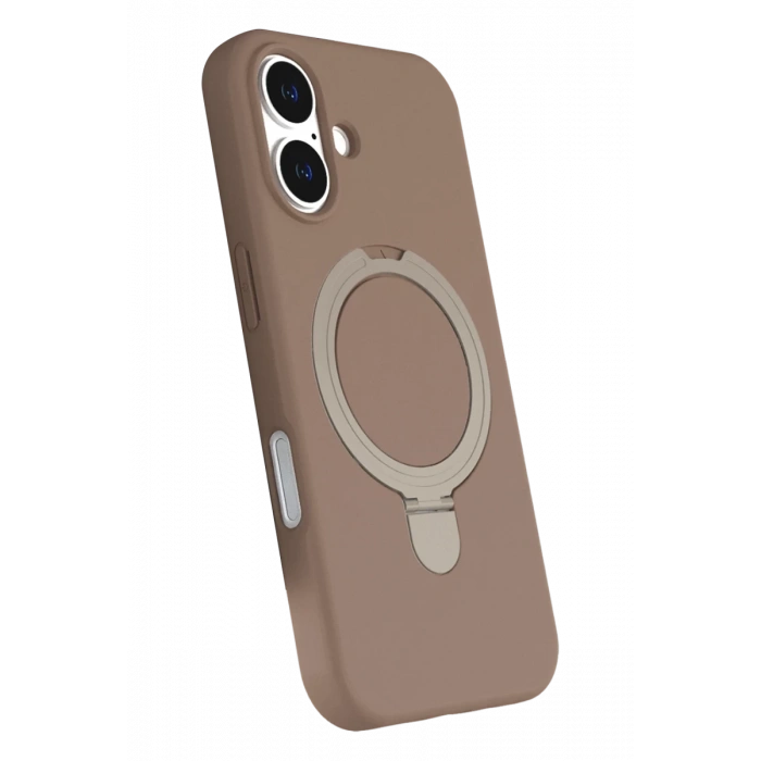Hubrendy Bez Apple iPhone 16 Plus Regal Magsafe Standlı Kapak - Çöl Titanyum