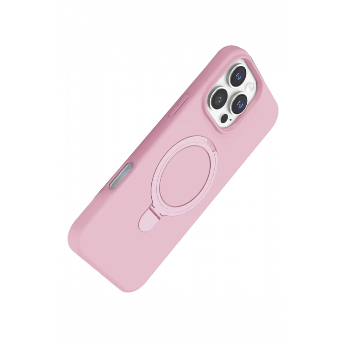 Hubrendy Bez Apple iPhone 16 Pro Regal Magsafe Standlı Kapak - Açık Pembe
