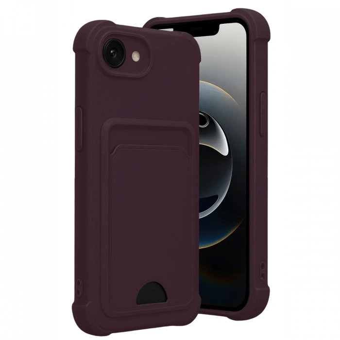 Hubrendy Bez Apple iPhone 16E Kelvin Kartvizitli Silikon - Derin Mor