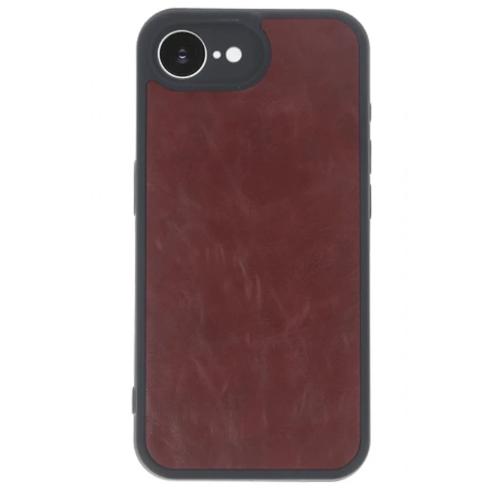 Hubrendy Bez Apple iPhone 16E Kılıf Aras Deri Kapak - Bordo