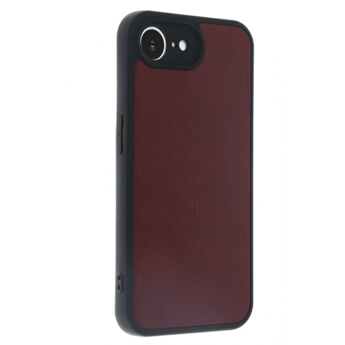 Hubrendy Bez Apple iPhone 16E Kılıf Aras Deri Kapak - Bordo