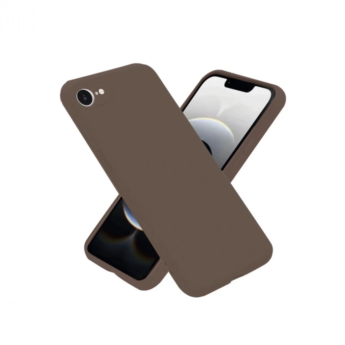 Hubrendy Bez Apple iPhone 16E Kılıf First Silikon - Kahverengi