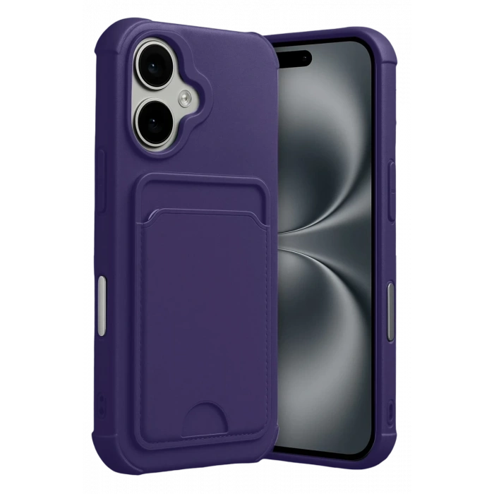 Hubrendy Bez Apple iPhone 17 Kelvin Kartvizitli Silikon - Derin Mor
