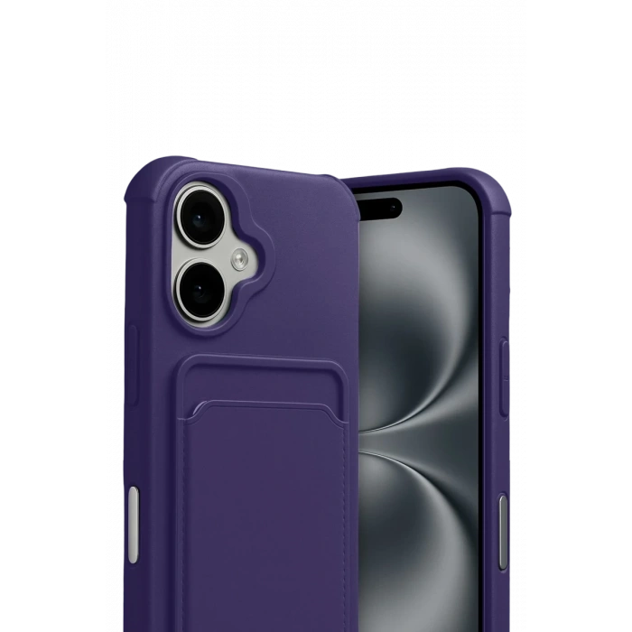 Hubrendy Bez Apple iPhone 17 Kelvin Kartvizitli Silikon - Derin Mor
