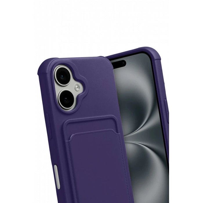 Hubrendy Bez Apple iPhone 17 Kelvin Kartvizitli Silikon - Derin Mor