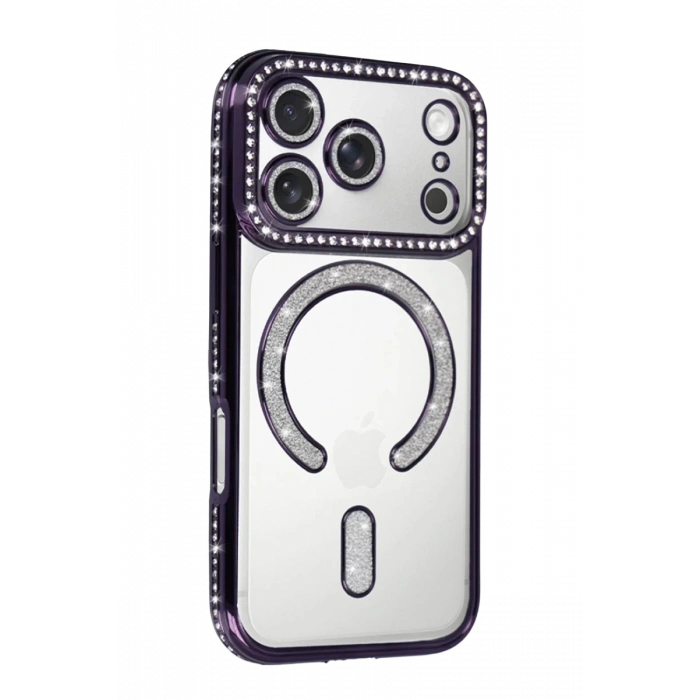 Hubrendy Bez Apple iPhone 17 Pro Joke Simli Magneticsafe Kılıf - Derin Mor