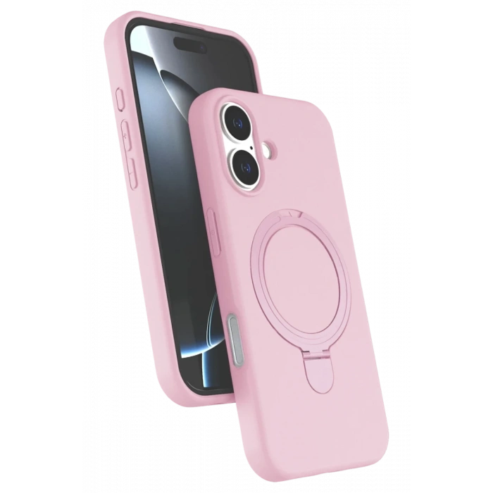 Hubrendy Bez Apple iPhone 17 Regal Magsafe Standlı Kapak - Açık Pembe