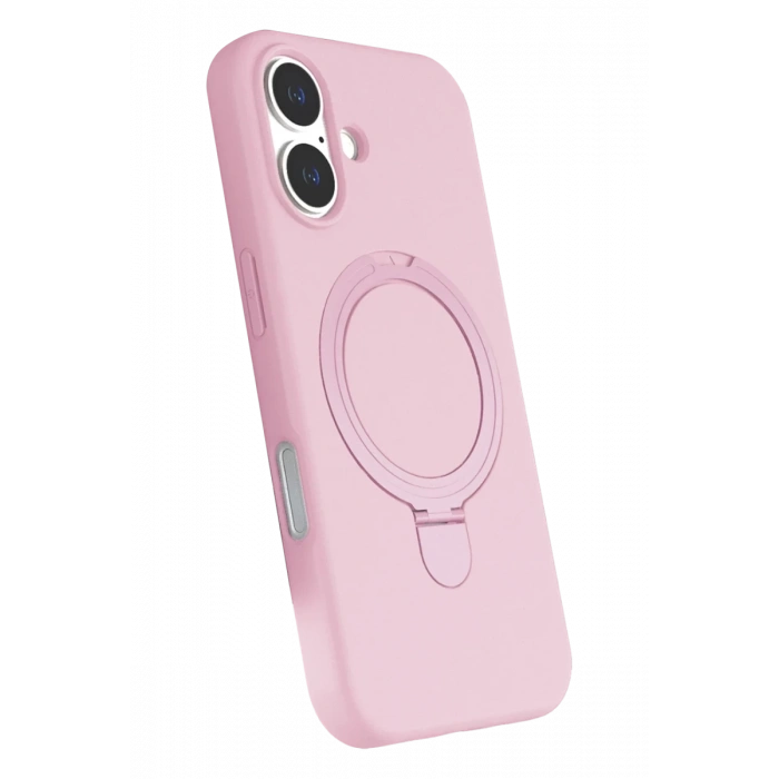 Hubrendy Bez Apple iPhone 17 Regal Magsafe Standlı Kapak - Açık Pembe