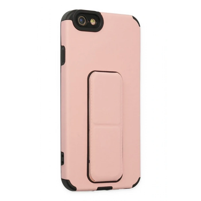 Hubrendy Bez Apple iPhone 6 Kılıf Mega Standlı Silikon - Pudra