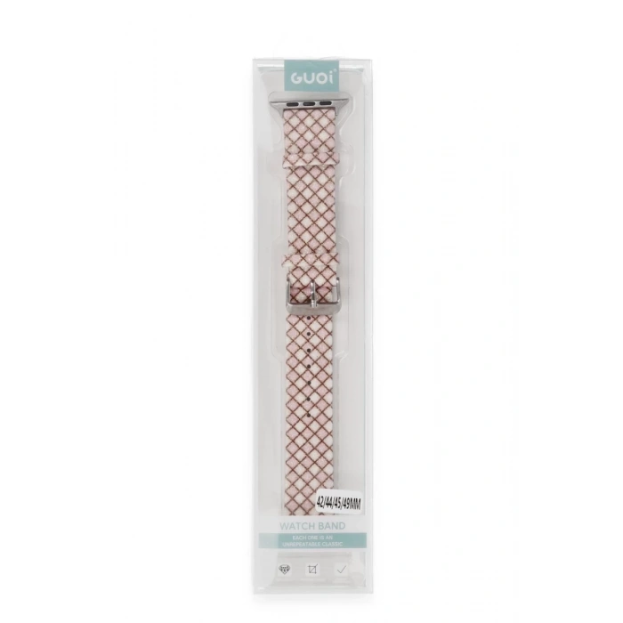 Hubrendy Bez Apple Watch 38mm Karo Motif Kordon - Pembe