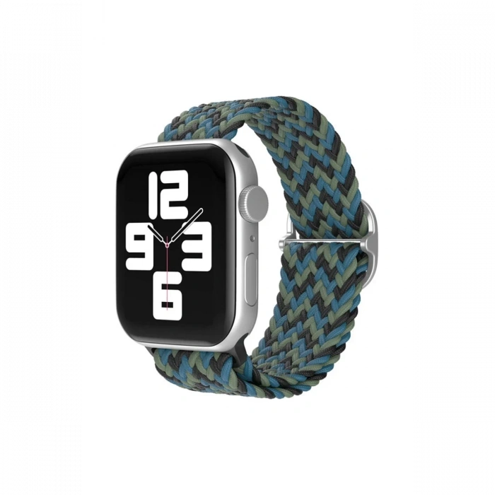 Hubrendy Bez Apple Watch 38mm Star Kordon - Zigzag Mavi-Yeşil