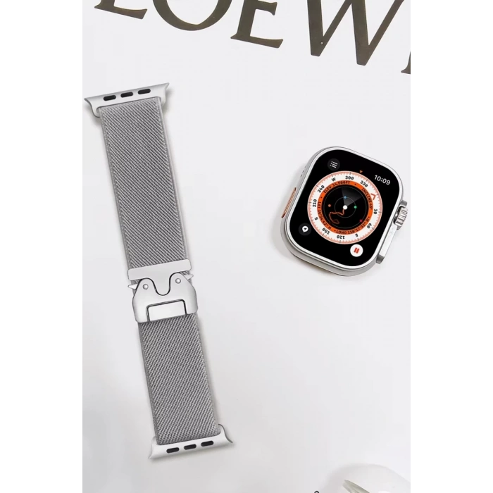 Hubrendy Bez Apple Watch 42mm Forest Kumaş Kordon - Titan Gri