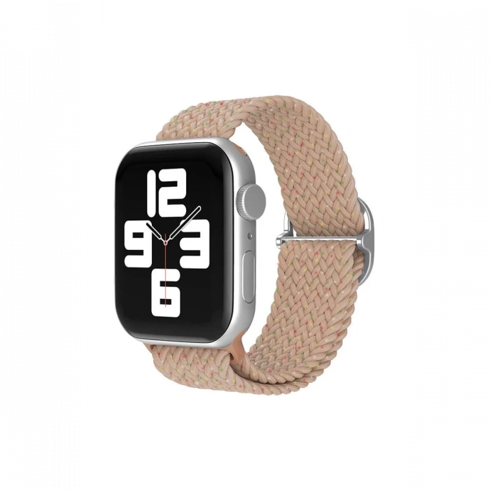 Hubrendy Bez Apple Watch 42mm Star Kordon - Benekli Pudra