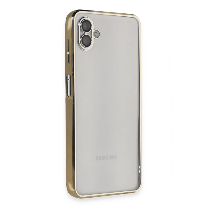 Hubrendy Bez Samsung Galaxy A04 Kılıf Lensli Silikon - Gold