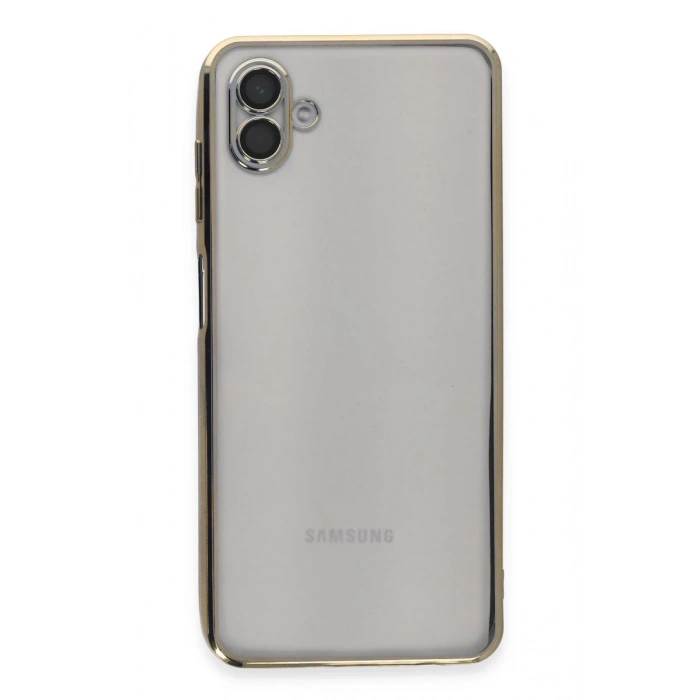 Hubrendy Bez Samsung Galaxy A04 Kılıf Lensli Silikon - Gold