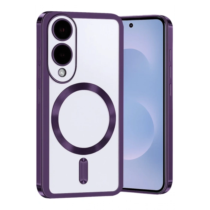 Hubrendy Bez Samsung Galaxy S25 Edge Kross Magneticsafe Kapak - Mor