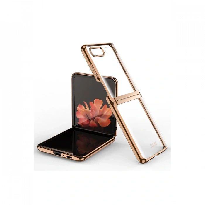 Hubrendy Bez Samsung Galaxy Z Flip 4 Kılıf Fold Element Kapak - Gold
