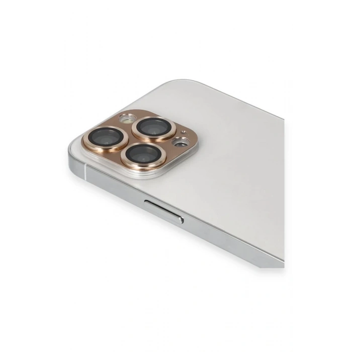 Hubrendy Bez Apple iPhone 13 Pro Max Pers Alüminyum Kamera Lens - Gold