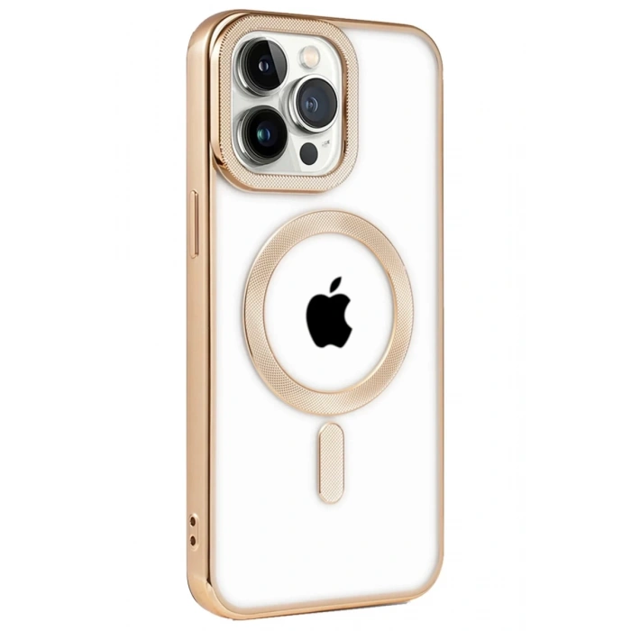 Hubrendy Bez Apple iPhone 14 Pro Kılıf Kronos Magsafe Kapak - Gold