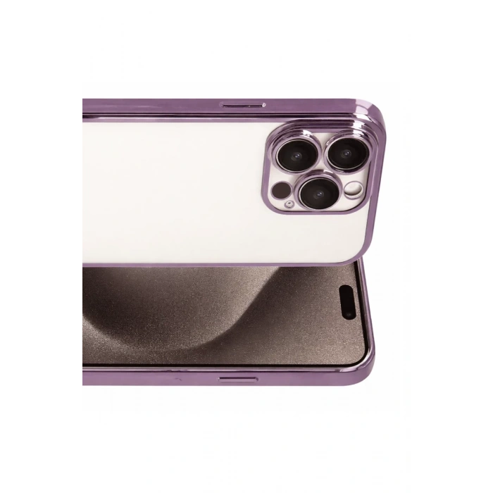 Hubrendy Bez Apple iPhone 15 Pro Max Lensli Silikon - Mor