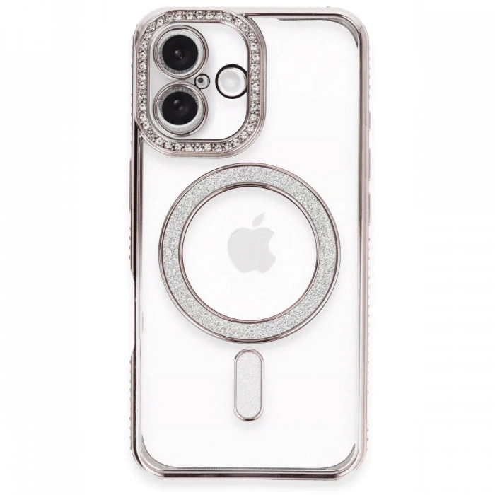 Hubrendy Bez Apple iPhone 16 Plus Kılıf Joke Simli Magneticsafe Kılıf - Pembe