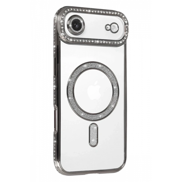 Hubrendy Bez Apple iPhone 17 Air Joke Simli Magneticsafe Kılıf - Gümüş