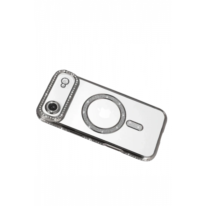 Hubrendy Bez Apple iPhone 17 Air Joke Simli Magneticsafe Kılıf - Gümüş