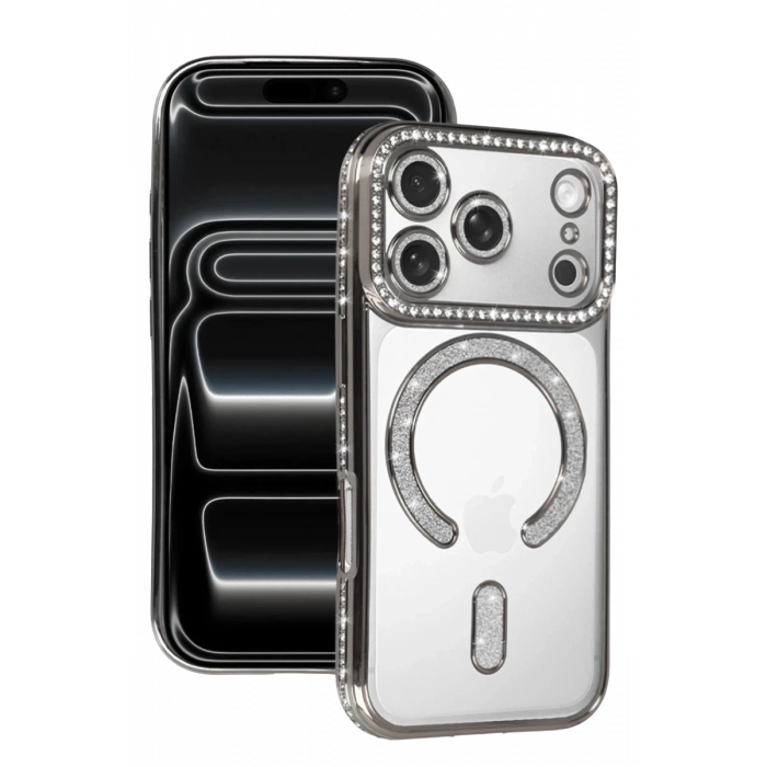 Hubrendy Bez Apple iPhone 17 Pro Max Joke Simli Magneticsafe Kılıf - Gümüş