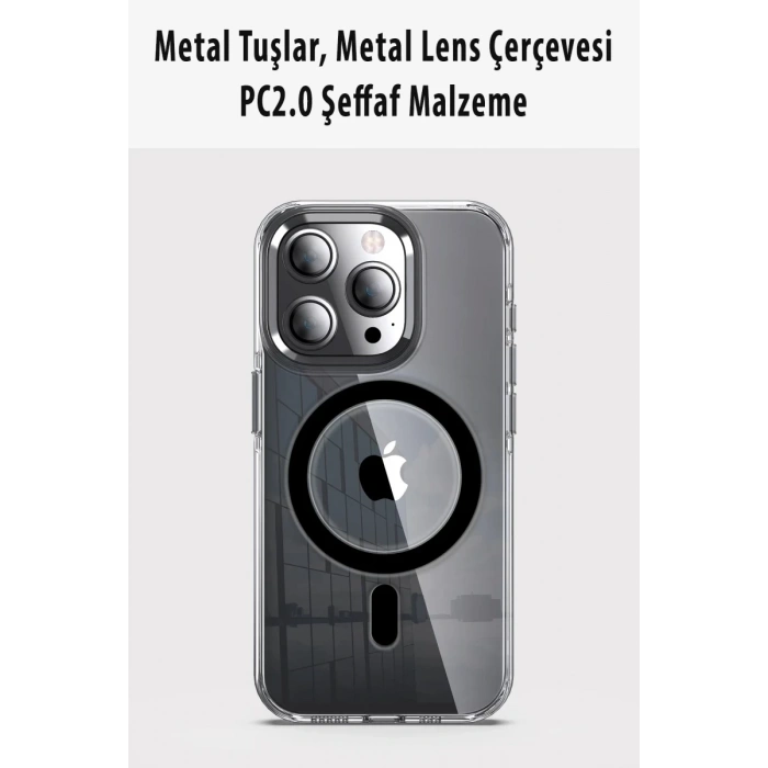 Hubrendy Bez Joko Apple iPhone 15 Pro Max Kılıf Crystal Magsafe Kapak - Şeffaf
