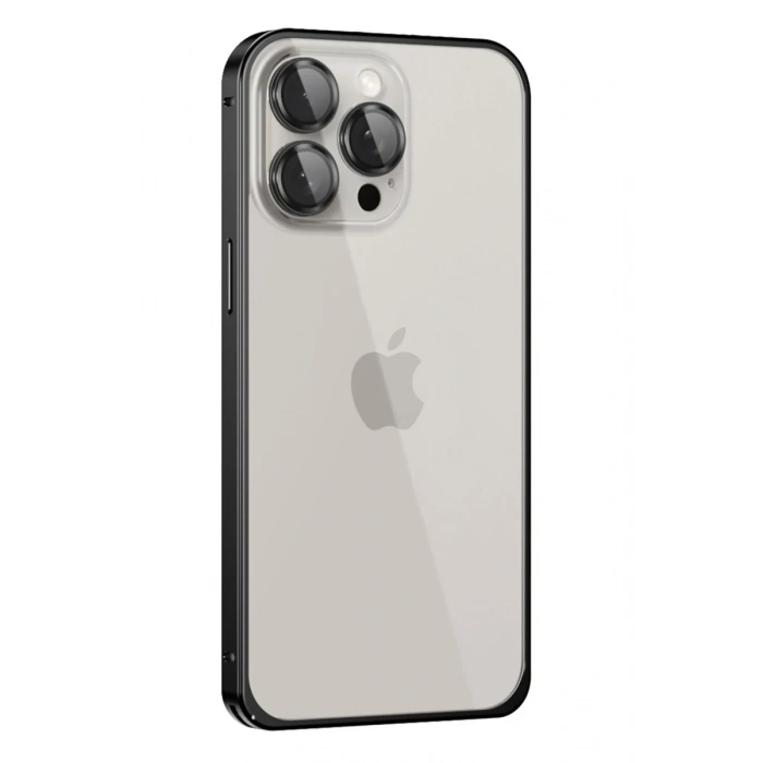 Hubrendy Bez Joko Apple iPhone 15 Pro Max Metal Bumper Mat Kapak - Siyah