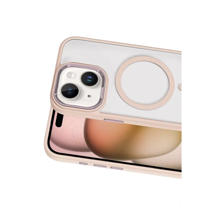 Hubrendy Bez Joko Apple iPhone 15 Terea Magsafe Kapak - Pembe