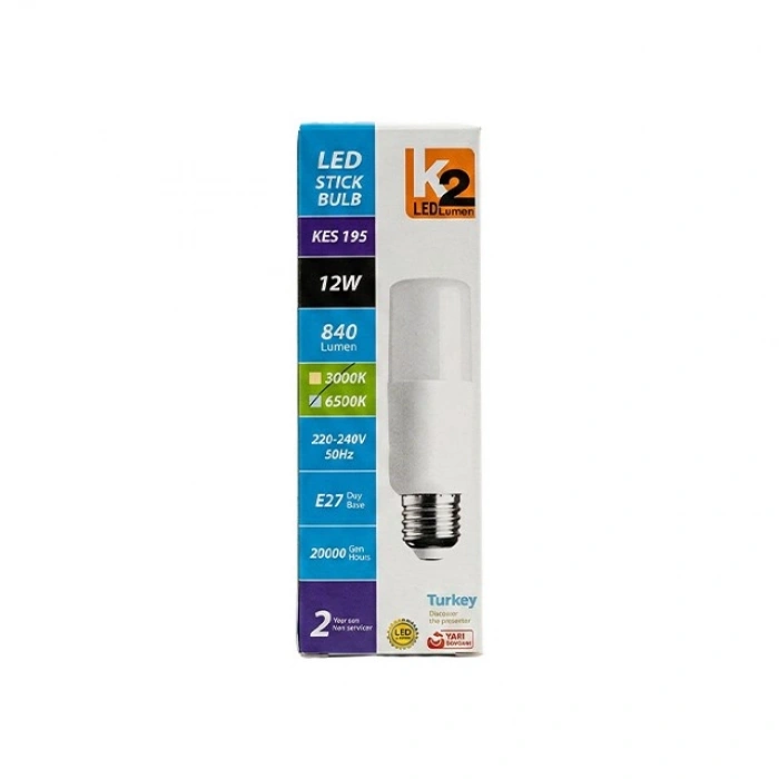Hubrendy Bez K2 E27 12W STICK BEYAZ LED AMPUL 1 Adet