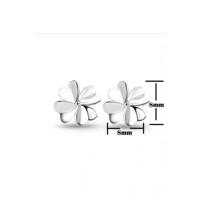 Hubrendy Bez Küpe 925 Ayar Yonca Tasarımlı Gümüş Hediye