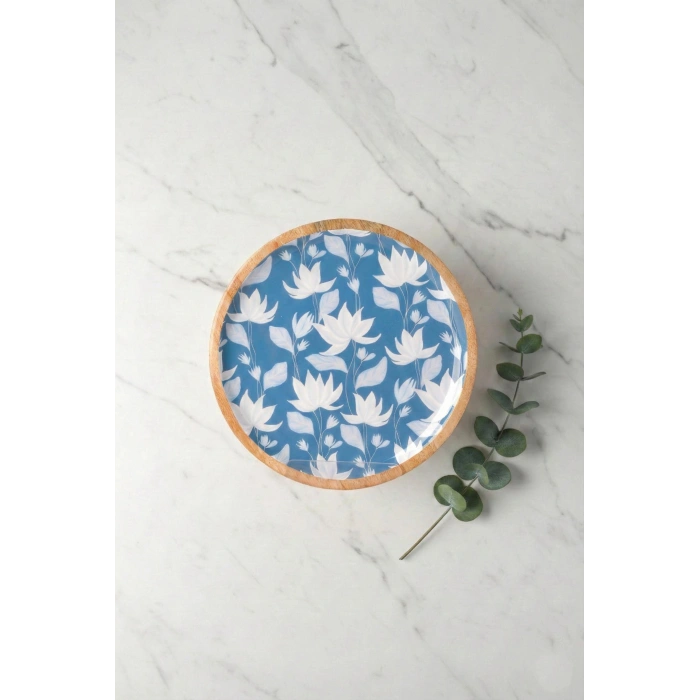 Hubrendy Bez Mango Agacı Pasta Tabağı & Sunum Tabağı 20 Cm Desenli